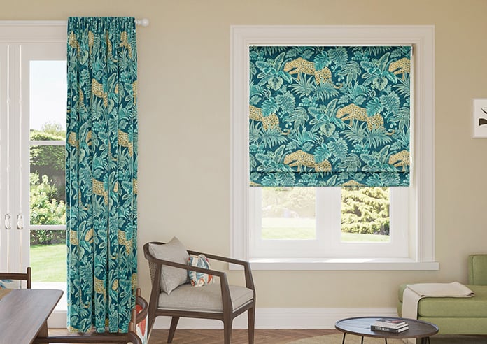 Leopard, Teal - Motorised Roman Blind - Image 3